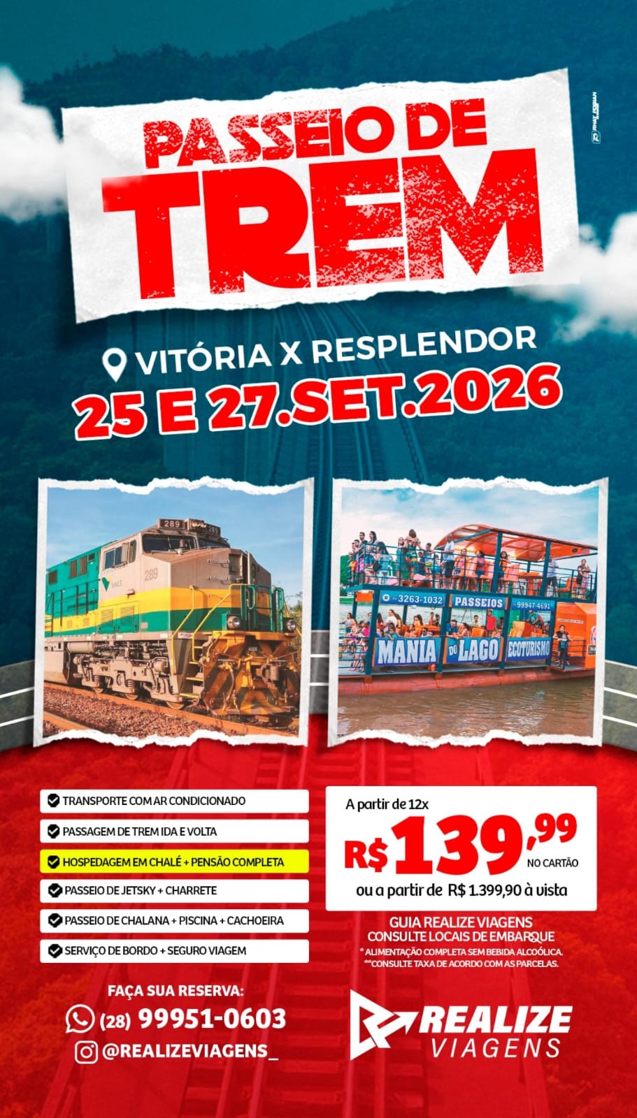 PASSEIO DE TREM - 25 a 27 DE SETEMBRO DE 2026